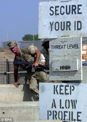 A US Marine at Camp Lemonnier in Djibouti City. Mr Hashi claims US interrogators persuaded him to sign a confession